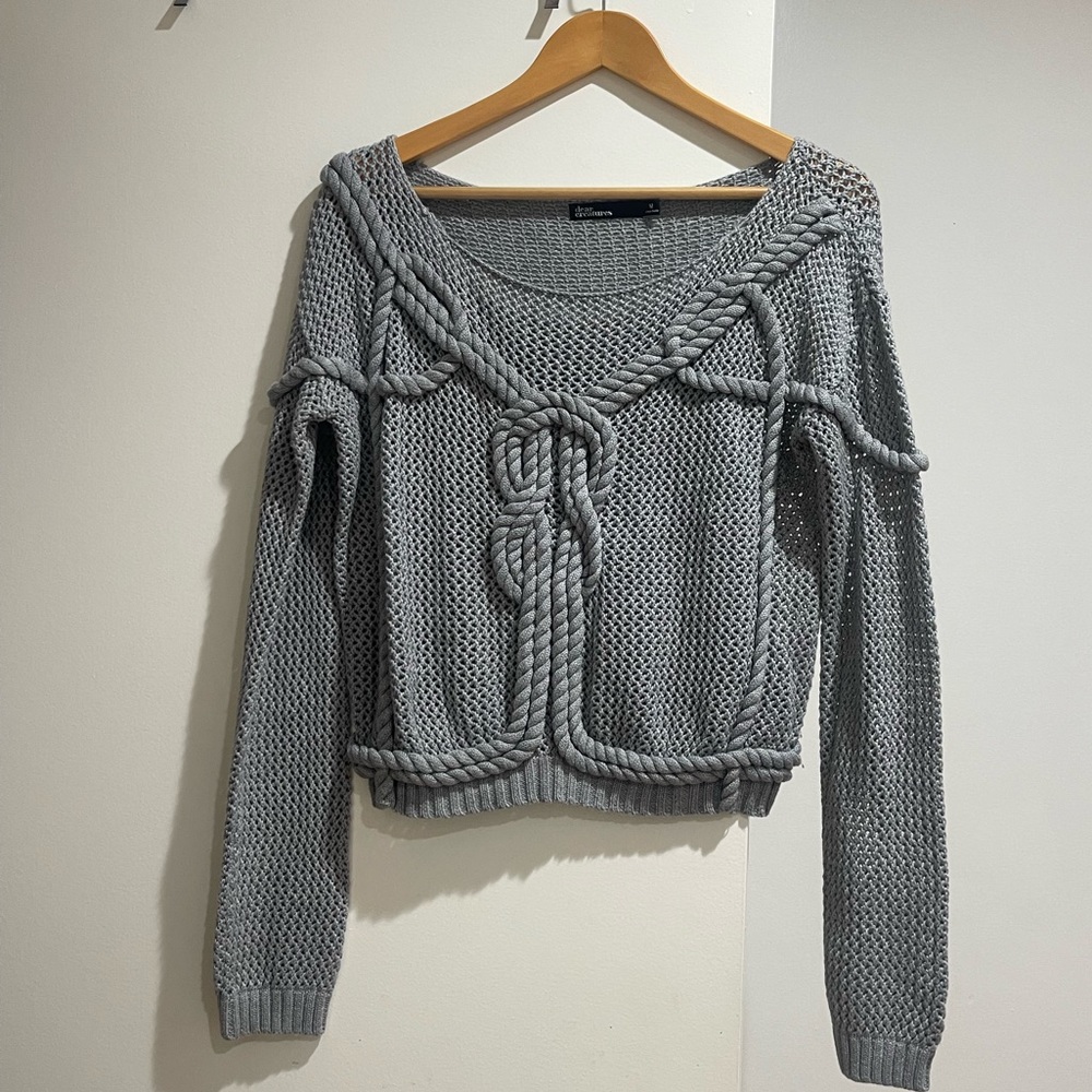 Dear Creatures Nautical Rope Knot Gray Sweater